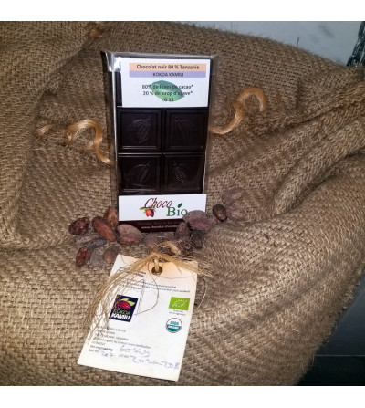 Chocolat 80 % Tanzanie au sirop d'agave