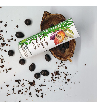 Amandes et noisettes enrobées de chocolat noir 71% 180g