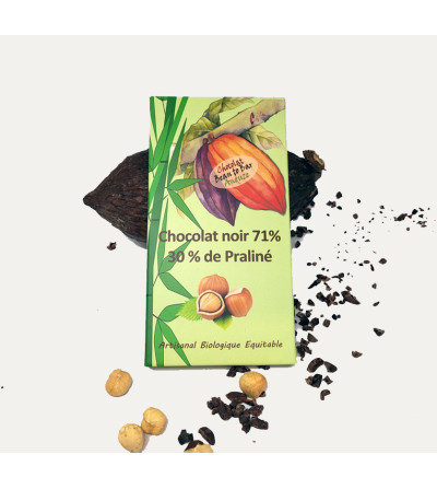 Chocolat 71 % Equateur praliné de noisettes